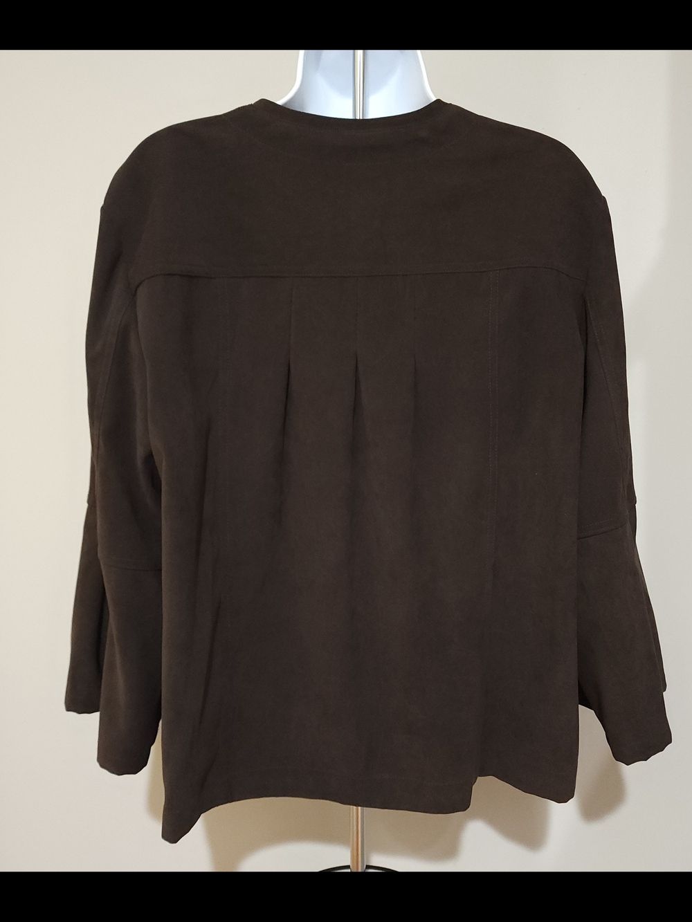 Kim Rogers Dark Brown Suede Swing Cape Jacket - Picture 8 of 16